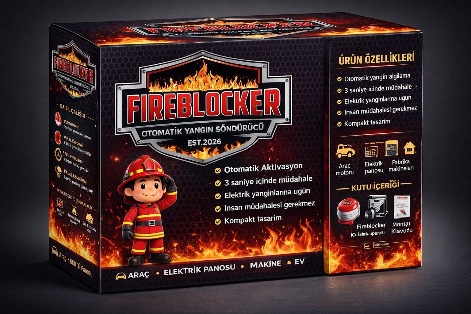 Fire Blocker ürün kutusu - Otomatik yangın söndürücü